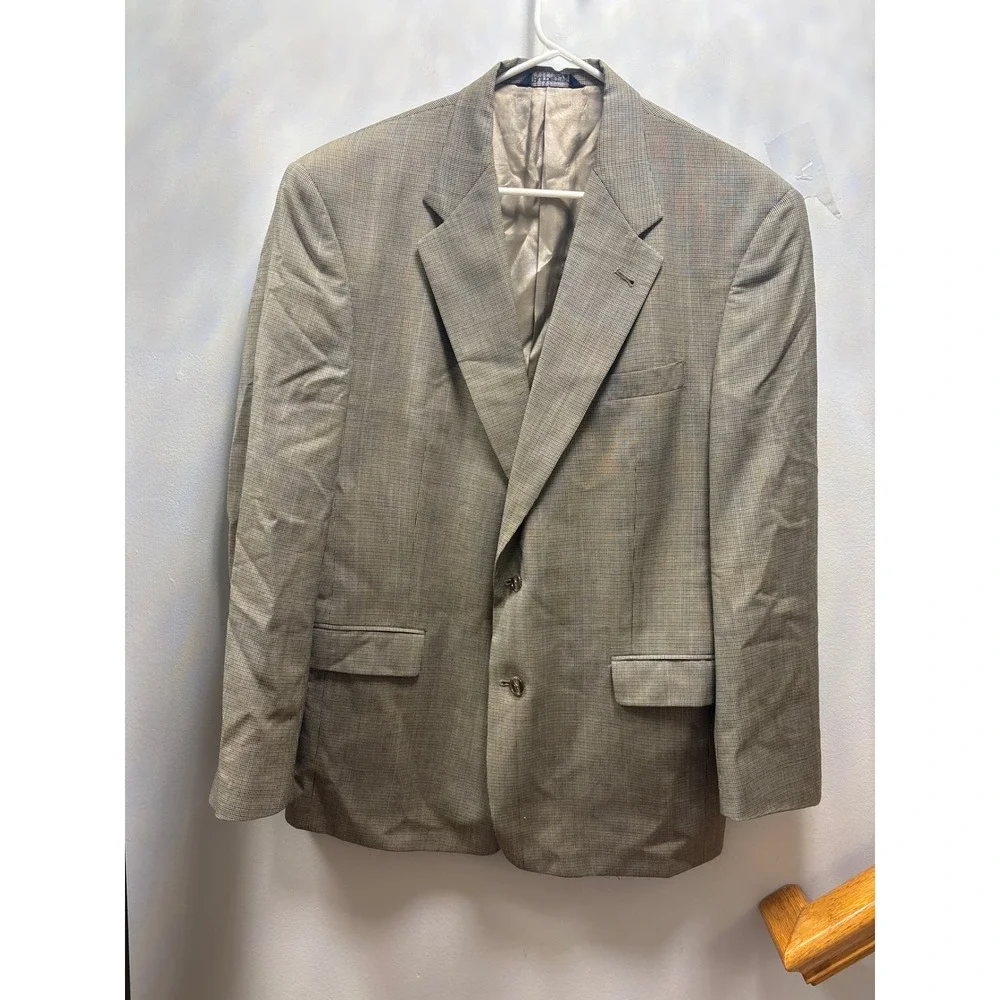 Burberrys Blazer Mens 44L Brown Vintage Micro Check Sport Coat